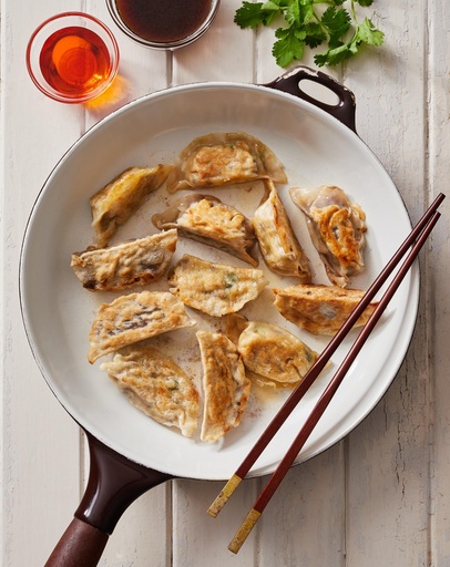 [1368] Dumplings japonais végan (Gyozas) - à l'impossible boeuf à base de plantes (1 portion)